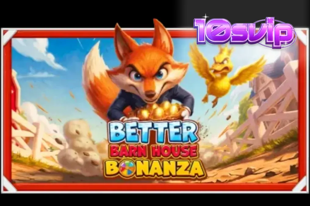 Tampilan visual ceria dari slot Better Barn House Bonanza dengan elemen peternakan dan roda bonus.